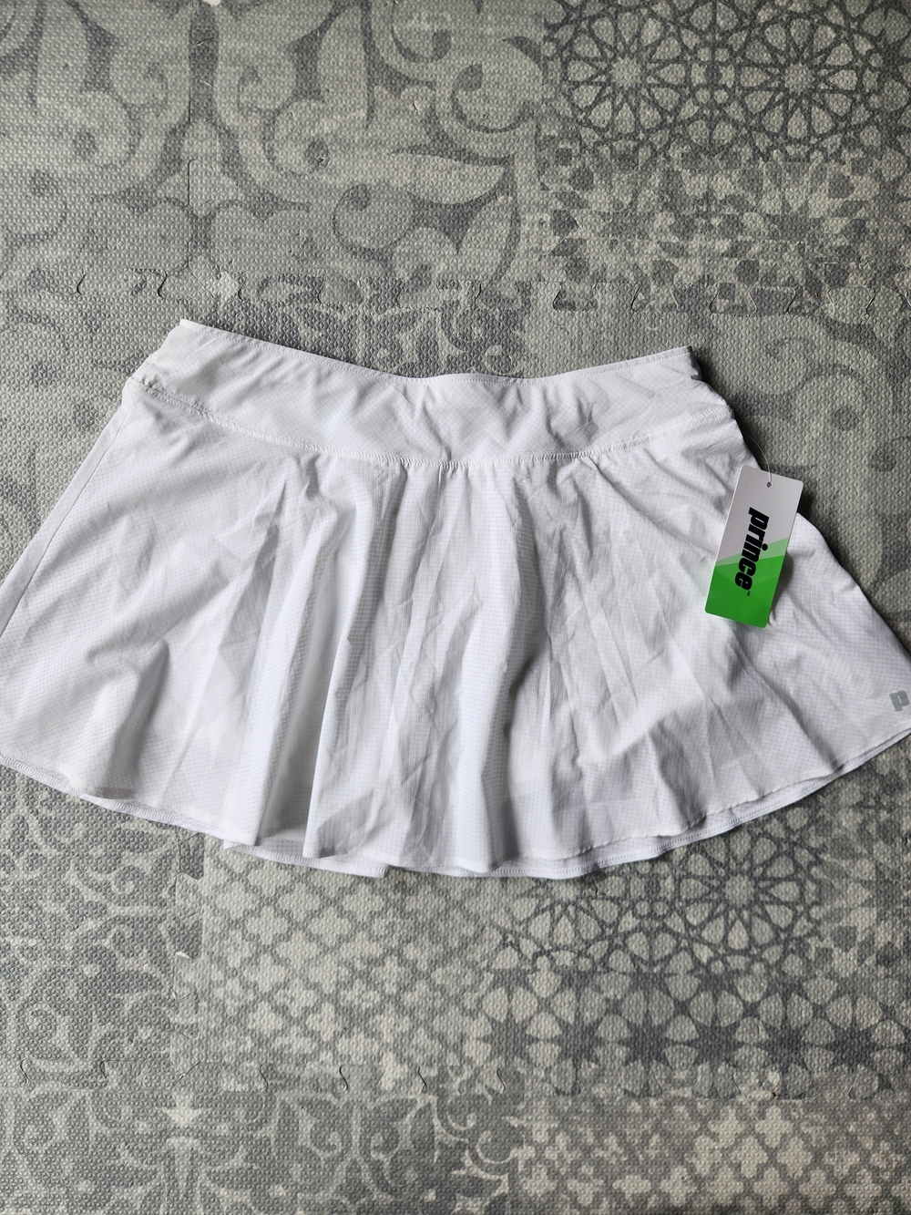 New Prince Athletic White Pleated Match Flounce Tennis Racquet Sport Skort Large